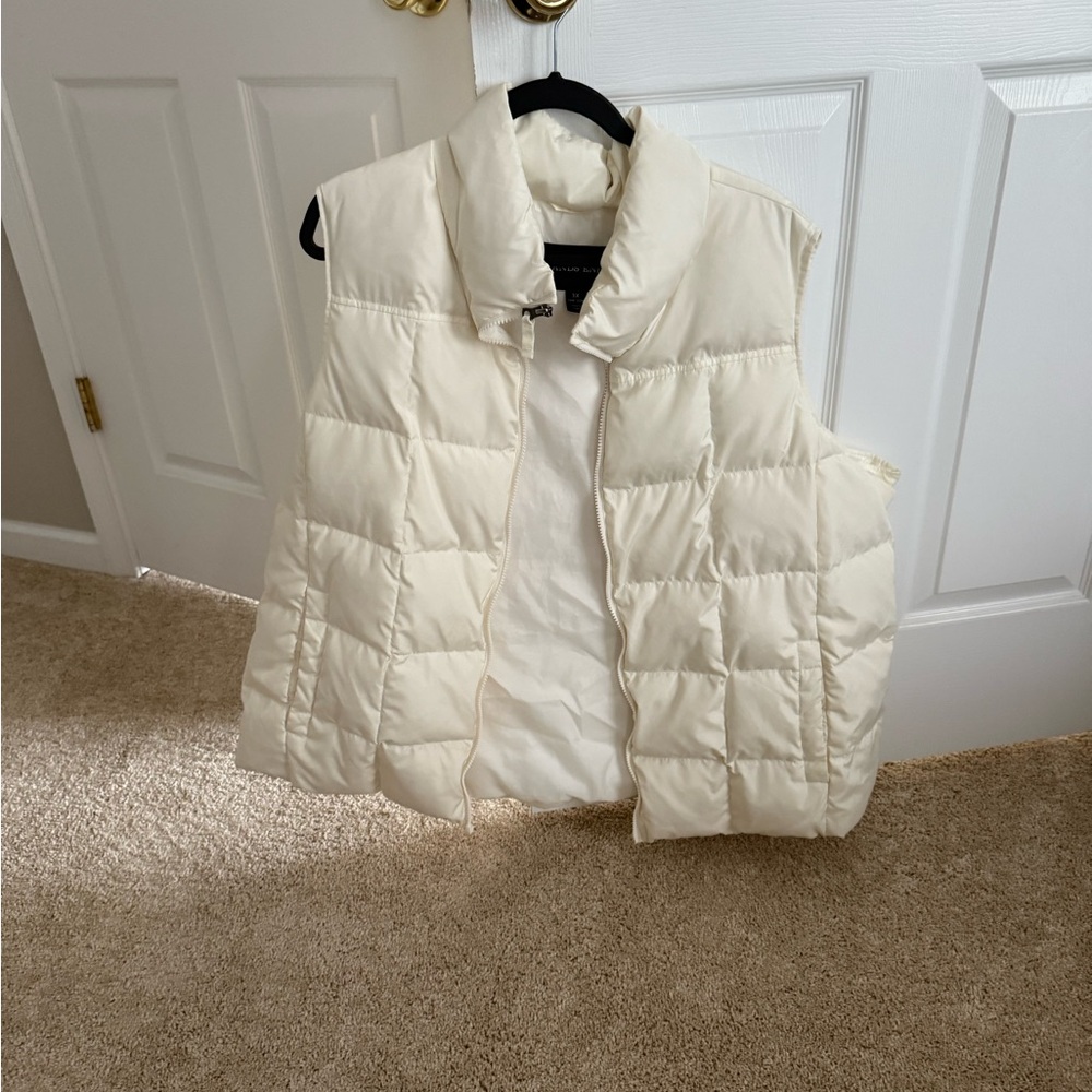 Lands' End Cream Puffer Vest